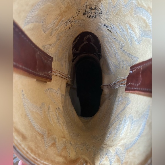 JUSTIN Western Cowboy Marble Brown Leather Boots Style # 1562 SZ 13D - Picture 9 of 9